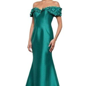 Rina diMontella Off-Shoulder Emerald Gown